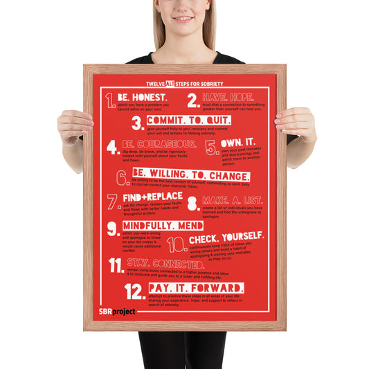 Twelve ALT Steps for Sobriety - Framed poster